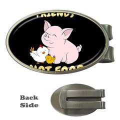 Friends Not Food - Cute Pig And Chicken Money Clips (oval)  by Valentinaart