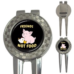 Friends Not Food - Cute Pig And Chicken 3-in-1 Golf Divots by Valentinaart