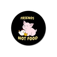 Friends Not Food - Cute Pig And Chicken Magnet 3  (round) by Valentinaart