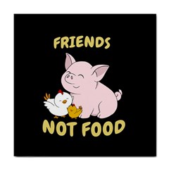 Friends Not Food - Cute Pig And Chicken Tile Coasters by Valentinaart