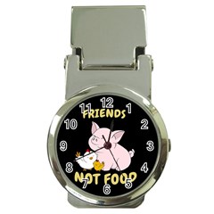 Friends Not Food - Cute Pig And Chicken Money Clip Watches by Valentinaart