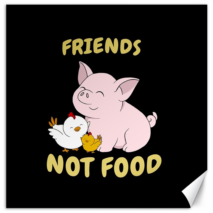 Friends Not Food - Cute Pig and Chicken Canvas 16  x 16  