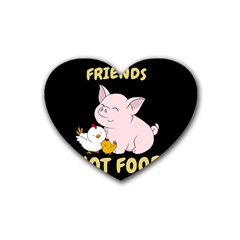 Friends Not Food - Cute Pig And Chicken Heart Coaster (4 Pack)  by Valentinaart