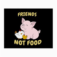 Friends Not Food - Cute Pig And Chicken Small Glasses Cloth (2-side) by Valentinaart