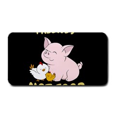 Friends Not Food - Cute Pig And Chicken Medium Bar Mats by Valentinaart