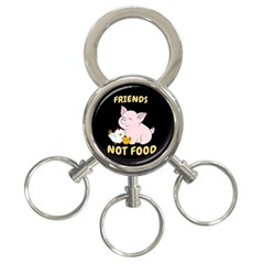 Friends Not Food - Cute Pig And Chicken 3-ring Key Chains by Valentinaart