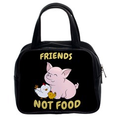 Friends Not Food - Cute Pig And Chicken Classic Handbags (2 Sides) by Valentinaart