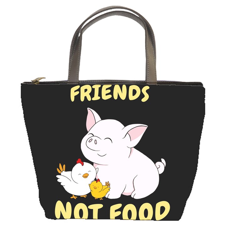 Friends Not Food - Cute Pig and Chicken Bucket Bags