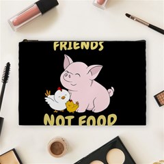 Friends Not Food - Cute Pig And Chicken Cosmetic Bag (large)  by Valentinaart