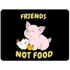 Friends Not Food - Cute Pig And Chicken Fleece Blanket (large)  by Valentinaart