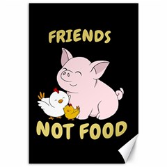 Friends Not Food - Cute Pig And Chicken Canvas 12  X 18   by Valentinaart