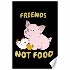 Friends Not Food - Cute Pig And Chicken Canvas 24  X 36  by Valentinaart