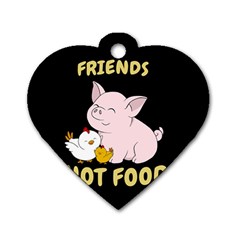 Friends Not Food - Cute Pig And Chicken Dog Tag Heart (one Side) by Valentinaart