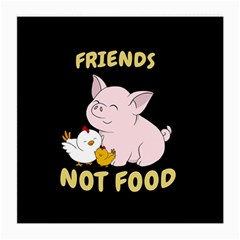 Friends Not Food - Cute Pig And Chicken Medium Glasses Cloth by Valentinaart