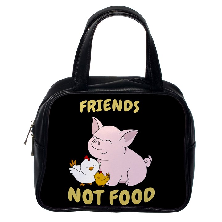 Friends Not Food - Cute Pig and Chicken Classic Handbags (One Side)