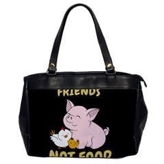 Friends Not Food - Cute Pig And Chicken Office Handbags by Valentinaart