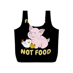 Friends Not Food - Cute Pig And Chicken Full Print Recycle Bags (s)  by Valentinaart