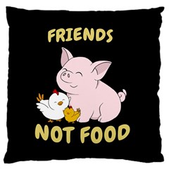 Friends Not Food - Cute Pig And Chicken Large Cushion Case (one Side) by Valentinaart