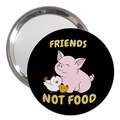 Friends Not Food - Cute Pig And Chicken 3  Handbag Mirrors by Valentinaart