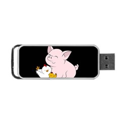 Friends Not Food - Cute Pig And Chicken Portable Usb Flash (two Sides) by Valentinaart