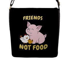 Friends Not Food - Cute Pig And Chicken Flap Messenger Bag (l)  by Valentinaart