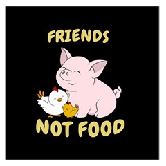 Friends Not Food - Cute Pig And Chicken Large Satin Scarf (square) by Valentinaart