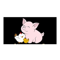 Friends Not Food - Cute Pig And Chicken Satin Wrap by Valentinaart