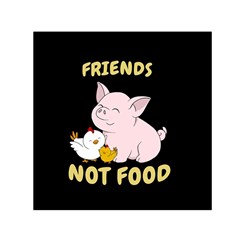 Friends Not Food - Cute Pig And Chicken Small Satin Scarf (square) by Valentinaart