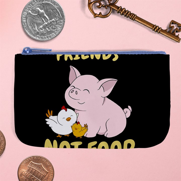 Friends Not Food - Cute Pig and Chicken Large Coin Purse