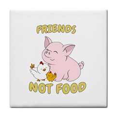 Friends Not Food - Cute Pig and Chicken Tile Coasters