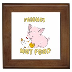 Friends Not Food - Cute Pig and Chicken Framed Tiles