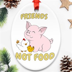 Friends Not Food - Cute Pig and Chicken Ornament (Oval)