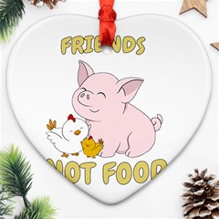 Friends Not Food - Cute Pig and Chicken Ornament (Heart)