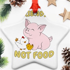 Friends Not Food - Cute Pig And Chicken Ornament (star) by Valentinaart