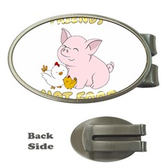 Friends Not Food - Cute Pig And Chicken Money Clips (oval)  by Valentinaart