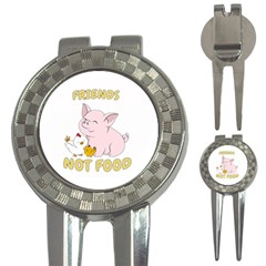 Friends Not Food - Cute Pig and Chicken 3-in-1 Golf Divots