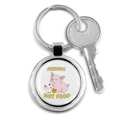 Friends Not Food - Cute Pig and Chicken Key Chains (Round) 