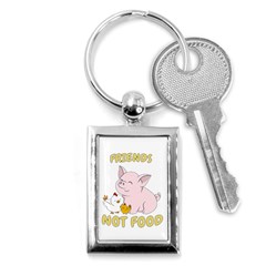 Friends Not Food - Cute Pig and Chicken Key Chains (Rectangle) 