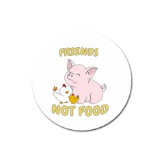 Friends Not Food - Cute Pig and Chicken Magnet 3  (Round)