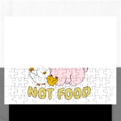 Friends Not Food - Cute Pig and Chicken Rectangular Jigsaw Puzzl