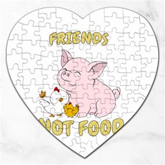 Friends Not Food - Cute Pig and Chicken Jigsaw Puzzle (Heart)