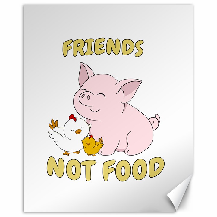 Friends Not Food - Cute Pig and Chicken Canvas 16  x 20  