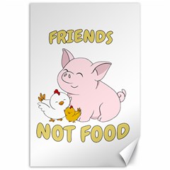 Friends Not Food - Cute Pig and Chicken Canvas 24  x 36 