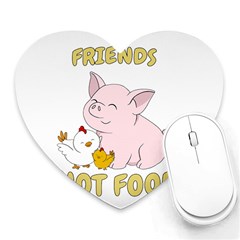 Friends Not Food - Cute Pig and Chicken Heart Mousepads