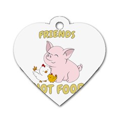 Friends Not Food - Cute Pig and Chicken Dog Tag Heart (One Side)