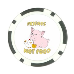 Friends Not Food - Cute Pig and Chicken Poker Chip Card Guard