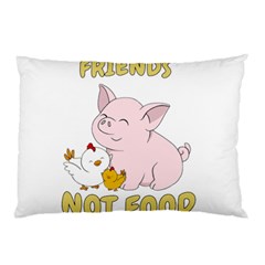 Friends Not Food - Cute Pig and Chicken Pillow Case