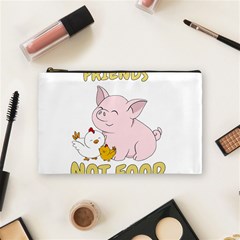 Friends Not Food - Cute Pig And Chicken Cosmetic Bag (medium)  by Valentinaart