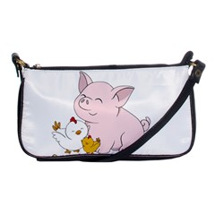 Friends Not Food - Cute Pig And Chicken Shoulder Clutch Bags by Valentinaart