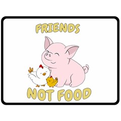 Friends Not Food - Cute Pig and Chicken Fleece Blanket (Large) 